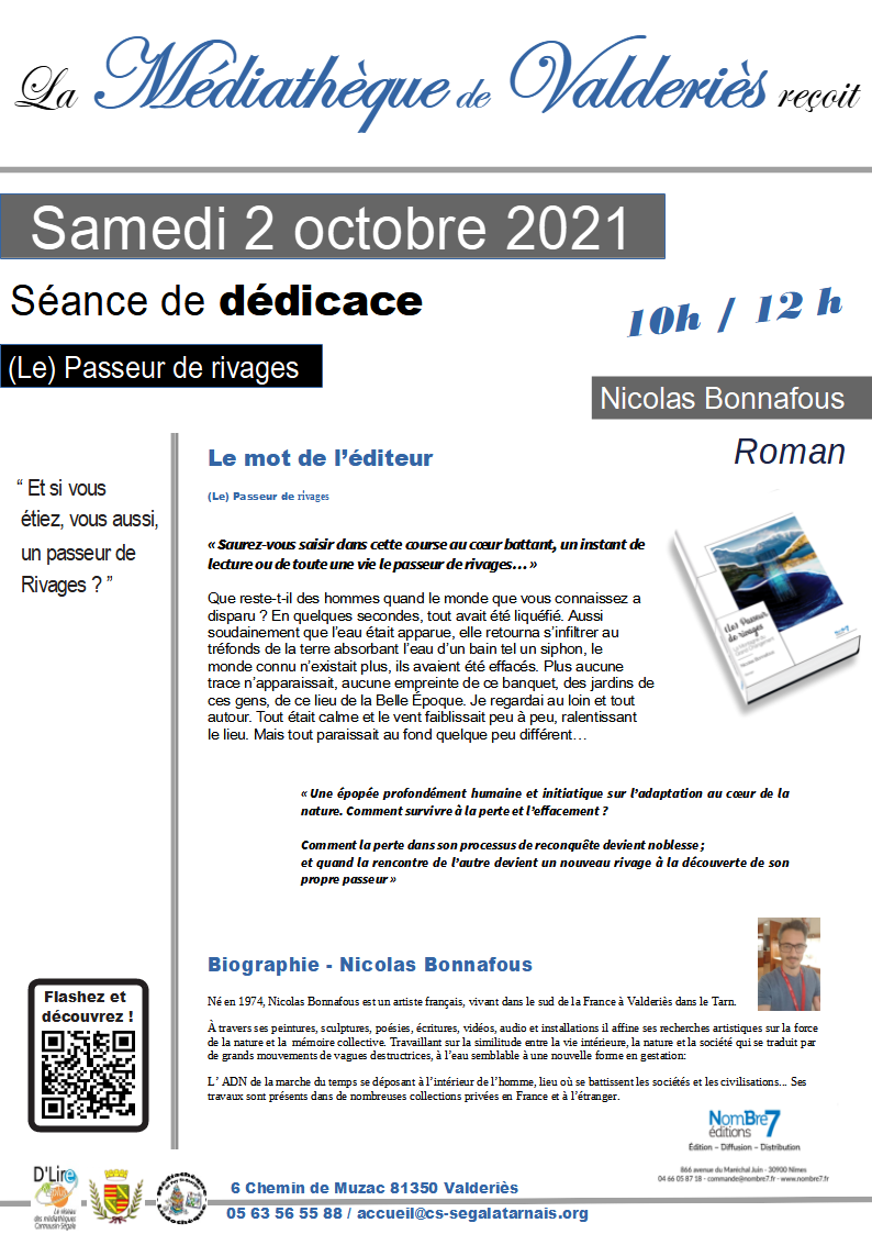 Séance de dédicaces du roman de Nicolas Bonnafous