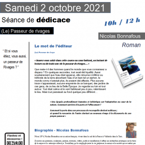 Séance de dédicaces du roman de Nicolas Bonnafous